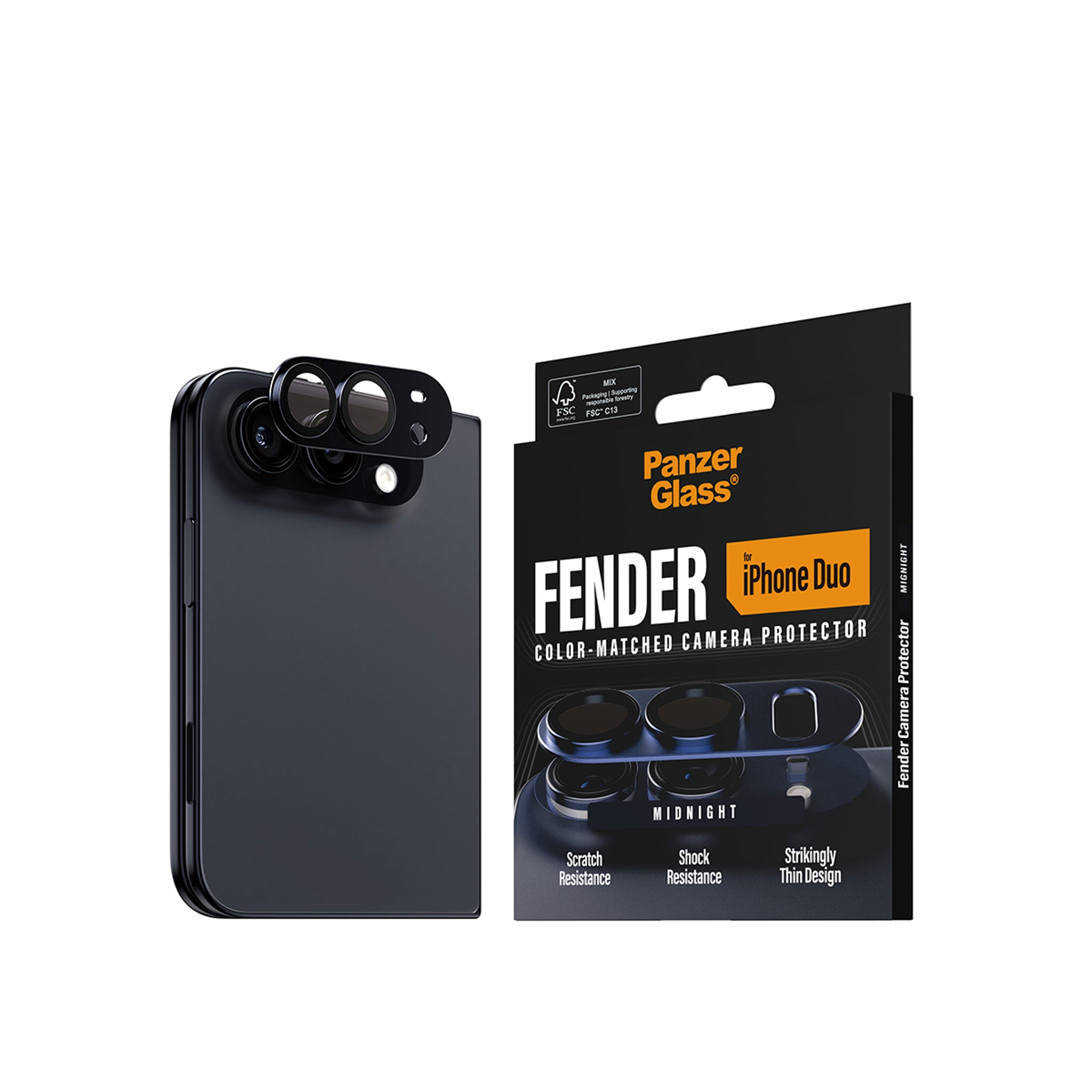PanzerGlass® Fender Kameralinsebeskytter Midnight iPhone Duo